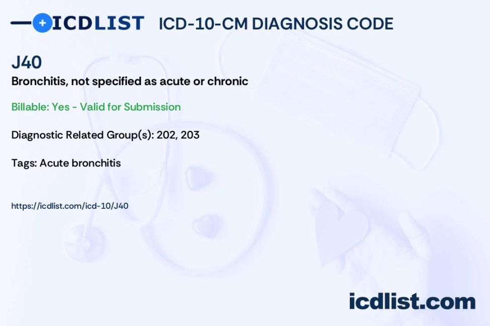 ICD--CM Diagnosis Code J - Bronchitis, not specified as acute